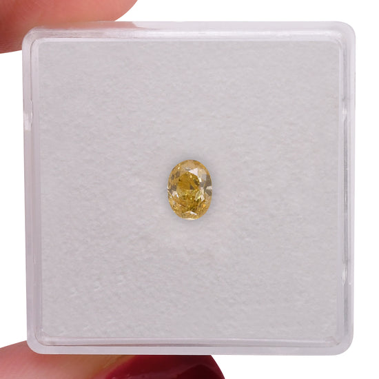 0.35 Carat Fancy Intense Orangy Yellow Oval Diamond (I2) GIA