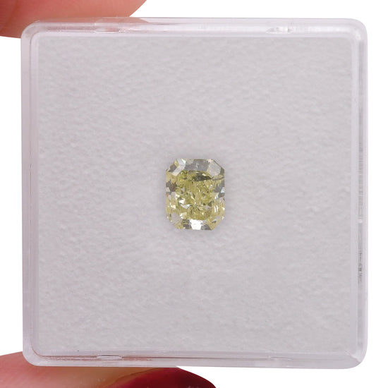 0.80 Carat Fancy Light Greenish Yellow Radiant Diamond VS2 GIA