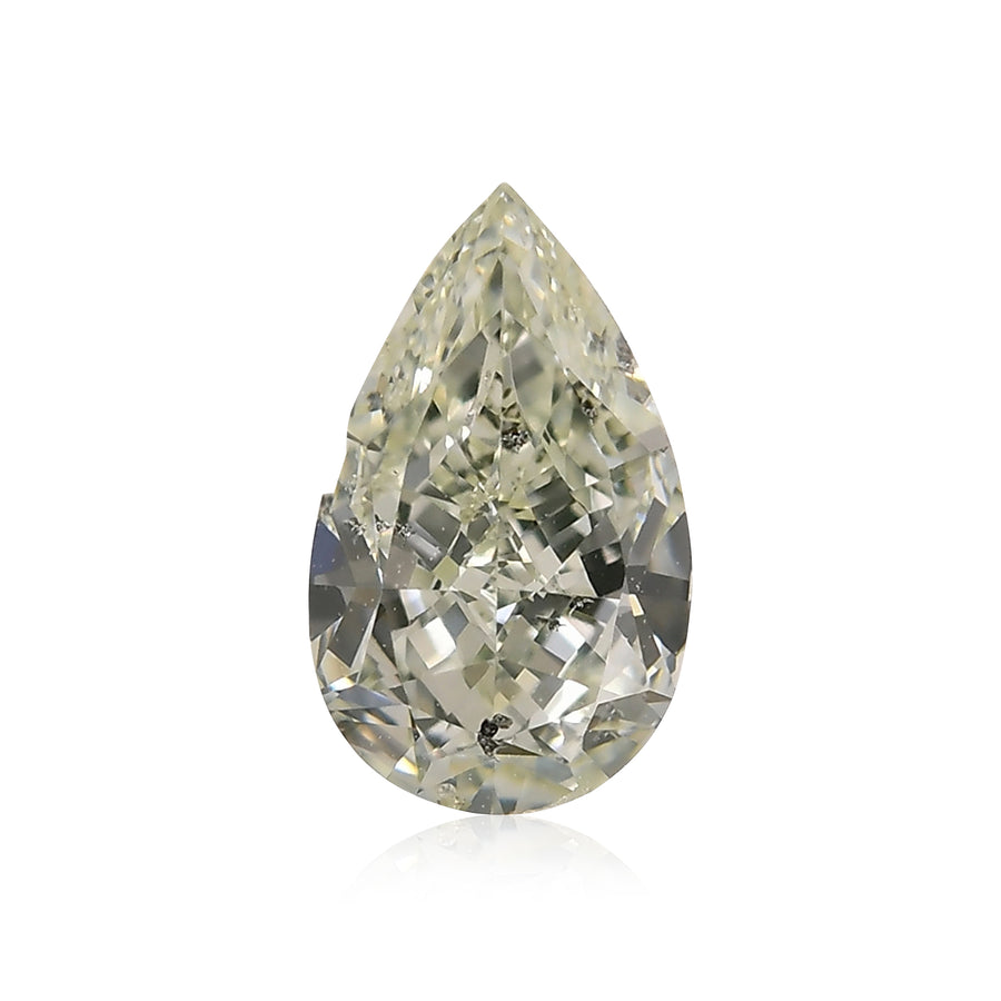 0.70 Carat Light Yellow Green Pear Diamond I1 GIA