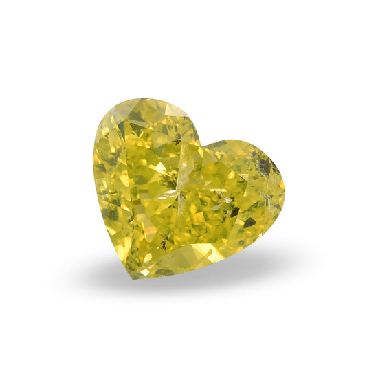 2.02 Carat Fancy Vivid Greenish Yellow HEART Diamond (I2) GIA