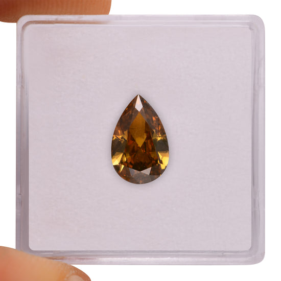 2.01 Carat Fancy Deep Brown Orange Pear Diamond SI2 GIA