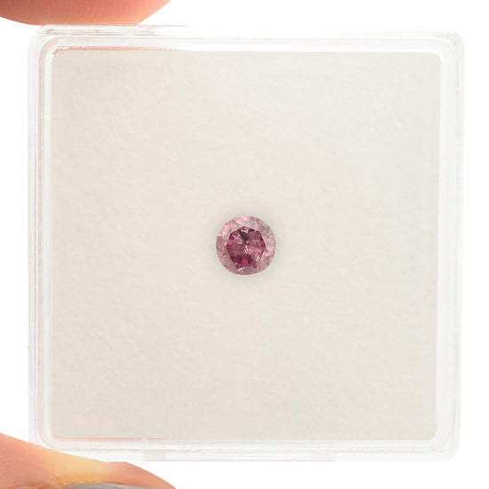Diamante rotondo a taglio brillante GIA, Fancy Intense Purplish Pink, 0,23 carati (I2)
