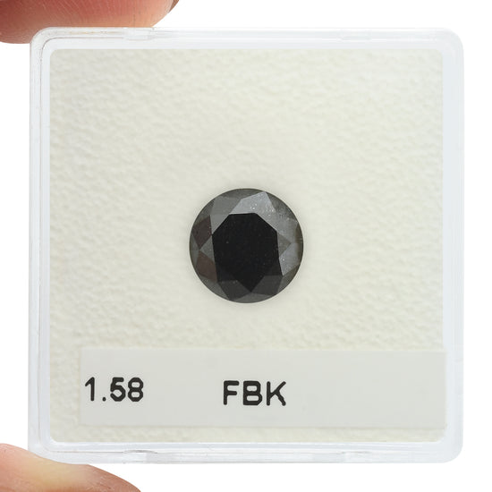 1.58 Carat Fancy Black Round Brilliant Diamond  GIA