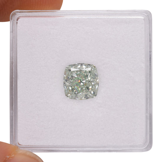 2.03 Carat Fancy Green Cushion Diamond VS2 GIA