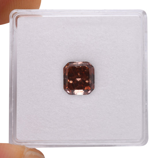 Diamante Radiant 1.55 carati Fancy Deep Brownish Pinkish Orange VS2 GIA