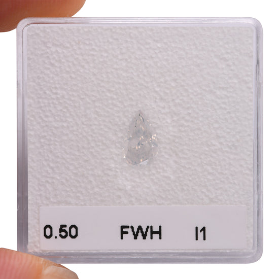 0.50 Carat Fancy White Pear Diamond I1 GIA