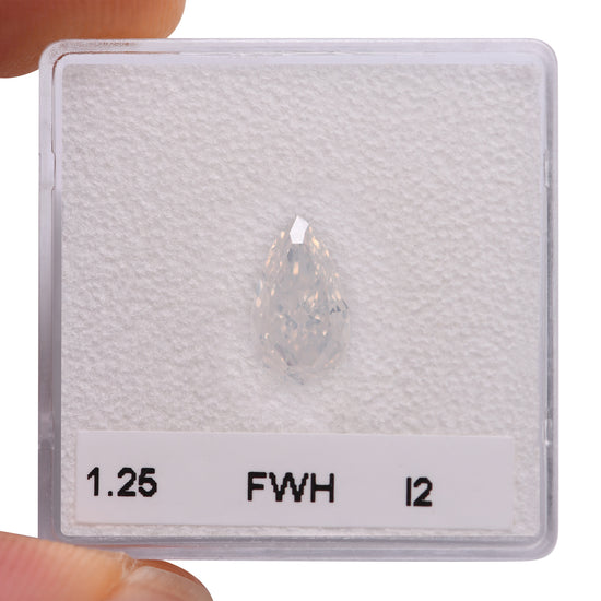 1.25 Carat Fancy White Pear Diamond I2 GIA