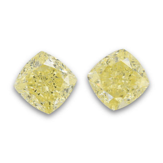 6.04 Carat Fancy Yellow Cushion Diamonds VS1