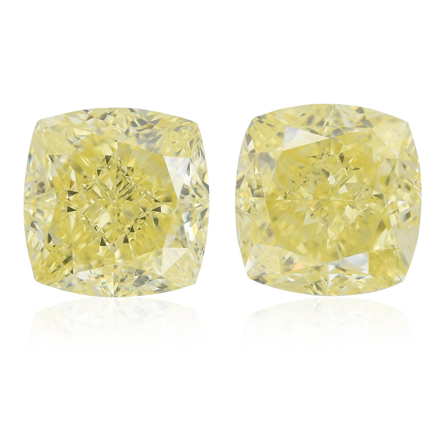 6.04 Carat Fancy Yellow Cushion Diamonds VS1