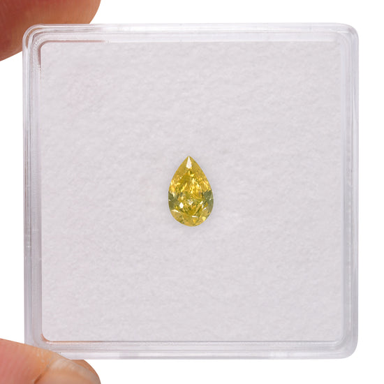 0.35 Carat Fancy Intense Yellow Pear Diamond SI2 GIA