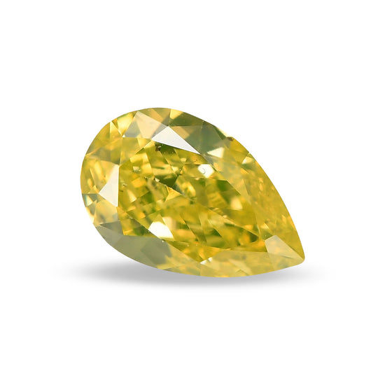 0.35 Carat Fancy Intense Yellow Pear Diamond SI2 GIA