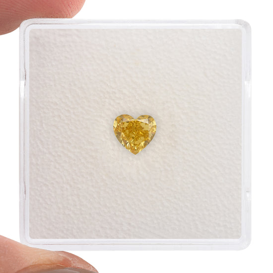 0.60 Carat Fancy Intense Orangy Yellow Heart Diamond SI1 GIA