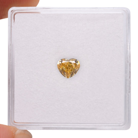 0.53 Carat Fancy Intense Orange Yellow Heart Diamond SI2 GIA