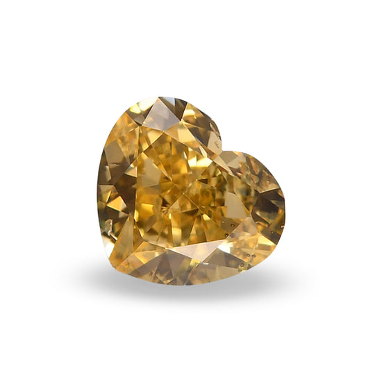 0.53 Carat Fancy Intense Orange Yellow Heart Diamond SI2 GIA