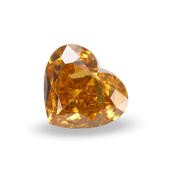 0.63 Carat Fancy Intense Orange Yellow HEART Diamond SI1 GIA