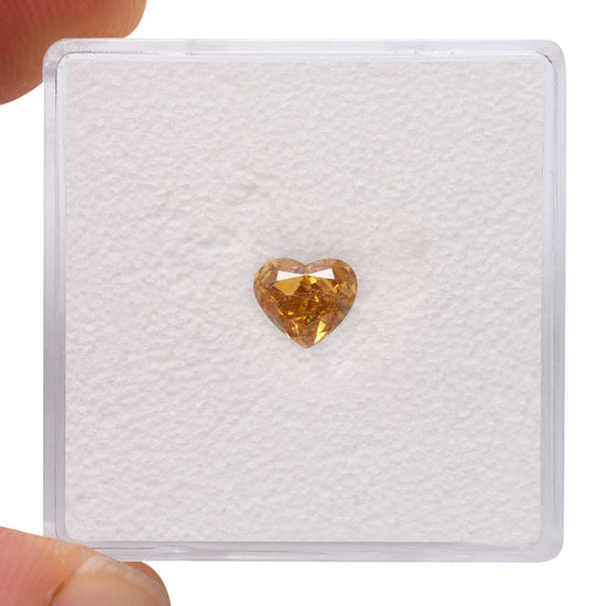 0.63 Carat Fancy Intense Orange Yellow HEART Diamond SI1 GIA