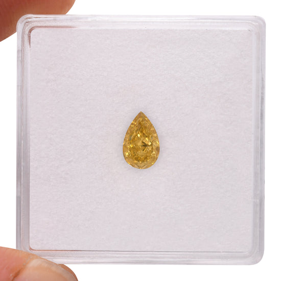 0.51 Carat Fancy Intense Yellow Pear Diamond SI1 GIA