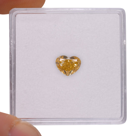 0.70 Carat Fancy Deep Yellow HEART Diamond SI1 GIA