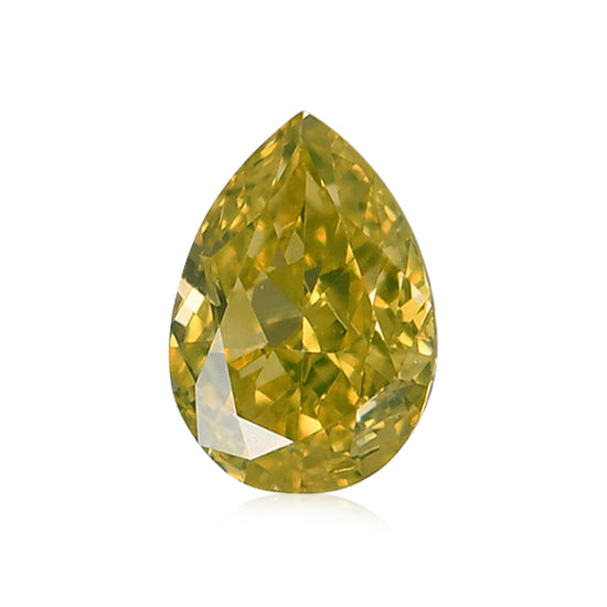 0.30 Carat Fancy Intense Yellow Pear Diamond VS2 GIA