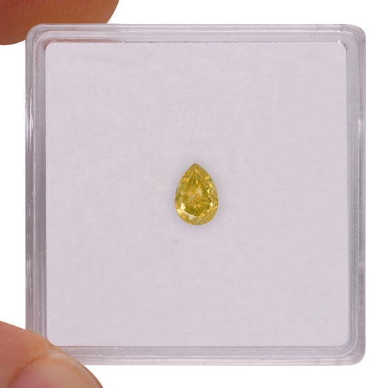 0.30 Carat Fancy Intense Yellow Pear Diamond VS2 GIA