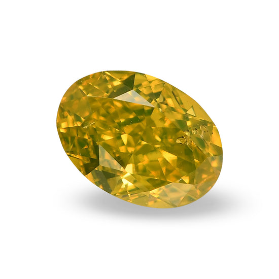 0.50 Carat Fancy Deep Yellow Oval Diamond SI2 GIA