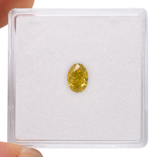 0.50 Carat Fancy Deep Yellow Oval Diamond SI2 GIA