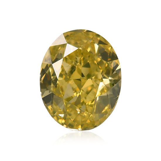 0,91 Karat intensiv-grünlich-gelber Oval-Diamant SI1 GIA