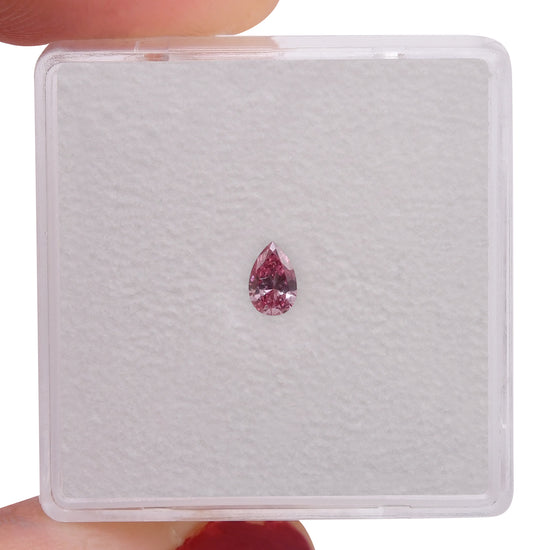 0.12 Carat Fancy Intense Purplish Pink Pear Diamond (SI2) GIA