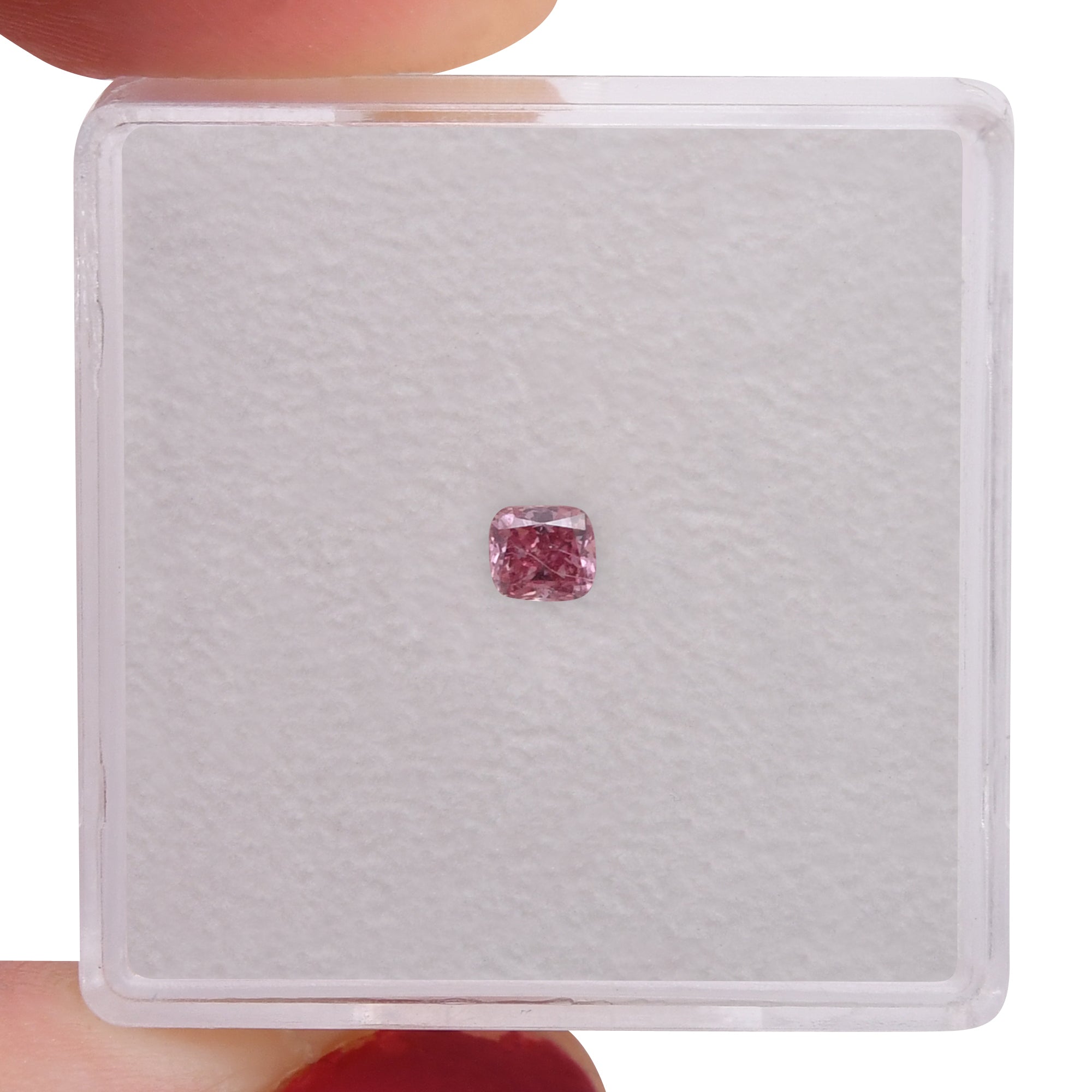 0.16 Carat Fancy Intense Purplish Pink Cushion Diamond SI2