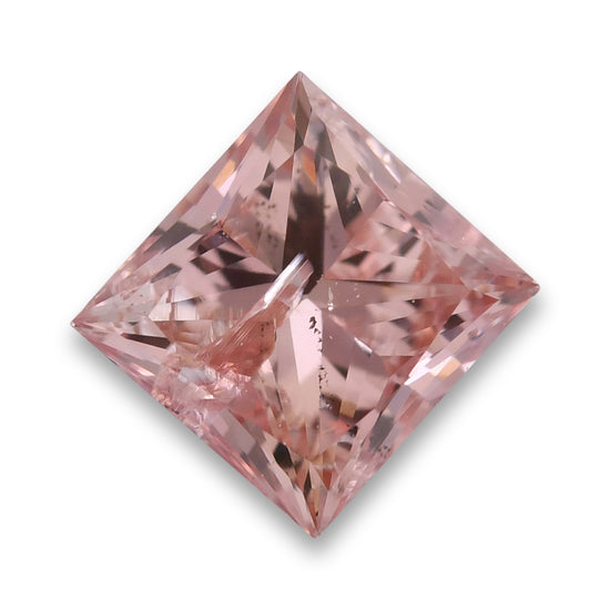 0.55 Carat Fancy Brownish Orangy Pink Princess Diamond (SI2) GIA