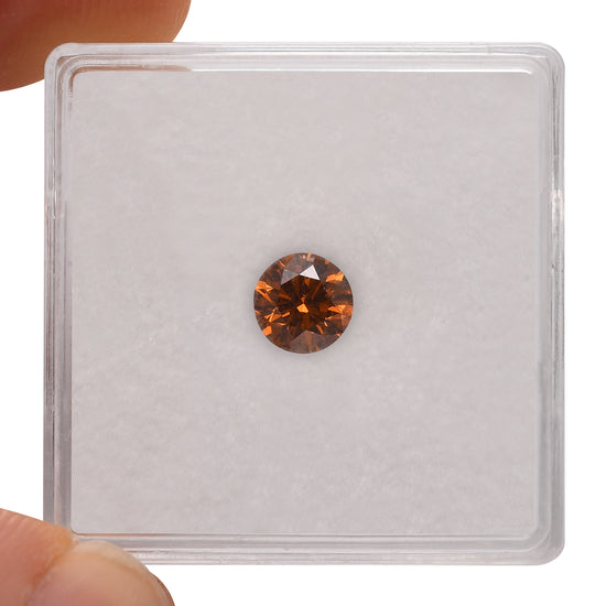 0.59 Carat Fancy Deep Yellowish Orange Round Brilliant Diamond (I1) GIA