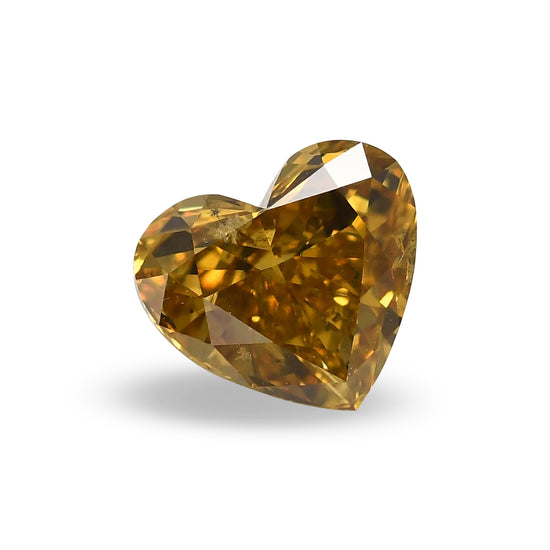 0.64 Carat Fancy Deep Brownish Yellow HEART Diamond (I1) GIA
