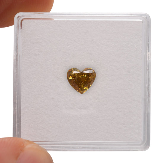 0.64 Carat Fancy Deep Brownish Yellow HEART Diamond (I1) GIA