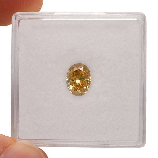1.00 Carat Fancy Deep Brownish Orangy Yellow Oval Diamond VS1 GIA