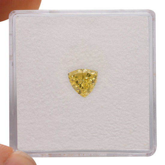 0.48 Carat Fancy Yellow Trilliant Diamond (I1) GIA