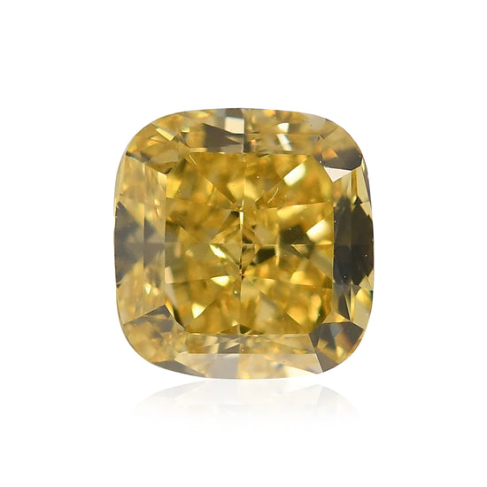 0.72 Carat Fancy Deep Yellow Cushion Diamond VVS2 GIA