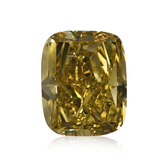 3.01 Carat Fancy Deep Brownish Greenish Yellow Cushion Diamond SI1 GIA