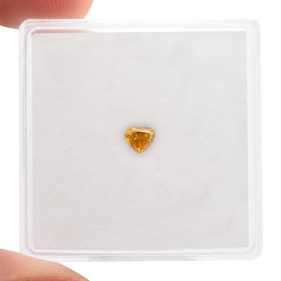 0.16 Carat Fancy Vivid Yellow Orange HEART Diamond (I1) GIA