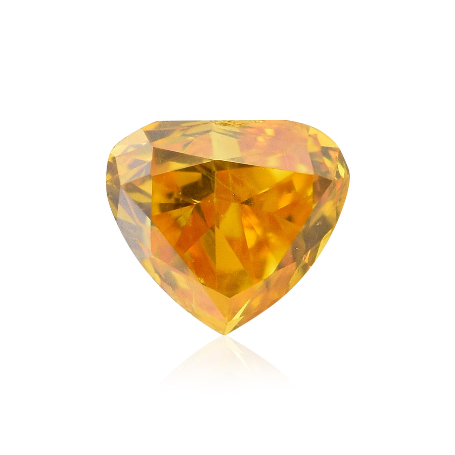 0.16 Carat Fancy Vivid Yellow Orange HEART Diamond (I1) GIA
