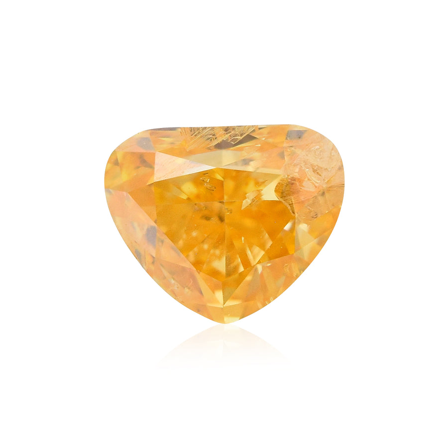 0.18 Carat Fancy Intense Yellowish Orange HEART Diamond (I2) GIA