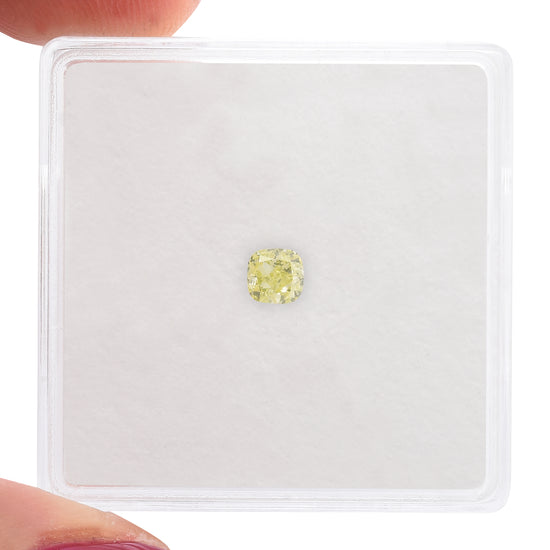 0.21 Carat Fancy Green Yellow Cushion Diamond SI1 GIA