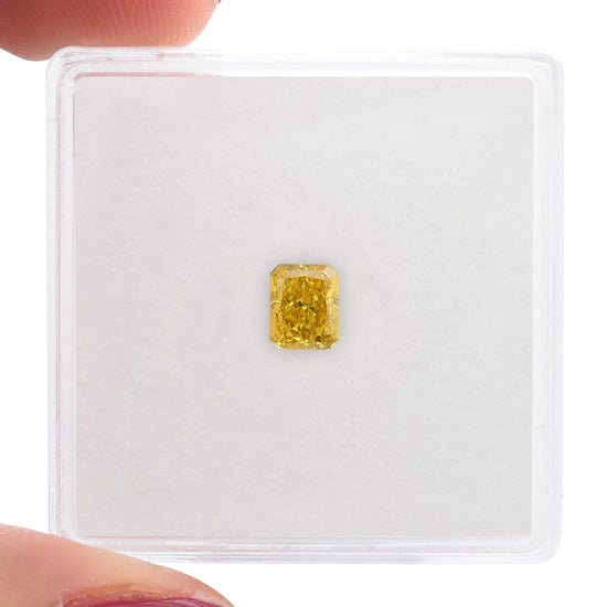 0.40 Carat Fancy Deep Orangy Yellow Radiant Diamond VS2 GIA