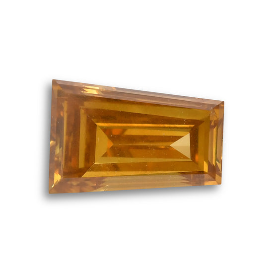 0.72 Carat Fancy Deep Orangy Yellow Baguette Diamond I1 GIA