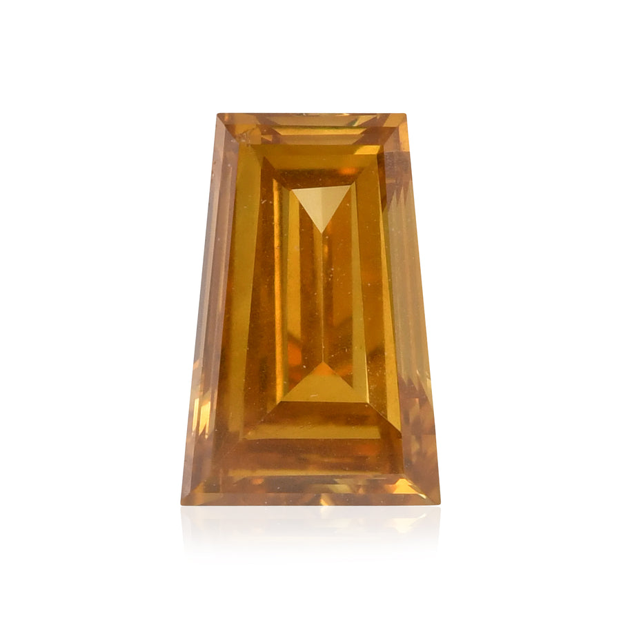 0.72 Carat Fancy Deep Orangy Yellow Baguette Diamond I1 GIA