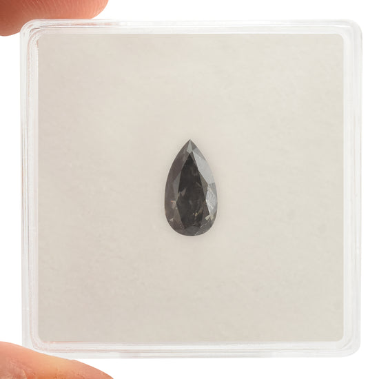 0.71 Carat Fancy Dark Gray Pear Diamond  GIA