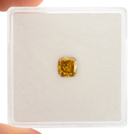 0.52 Carat Fancy Intense Orange Yellow Cushion Diamond SI1 GIA