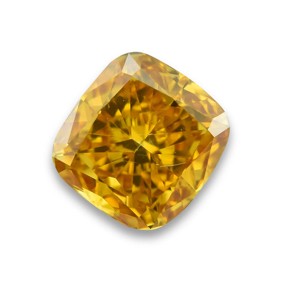 0.52 Carat Fancy Intense Orange Yellow Cushion Diamond SI1 GIA