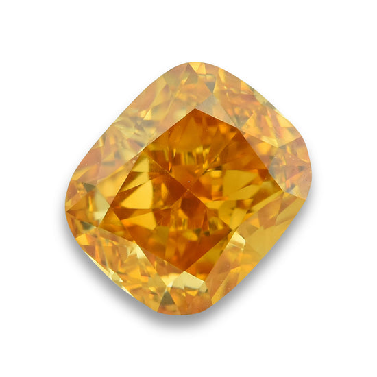 0.53 Carat Fancy Deep Yellow Orange Cushion Diamond VVS2 GIA