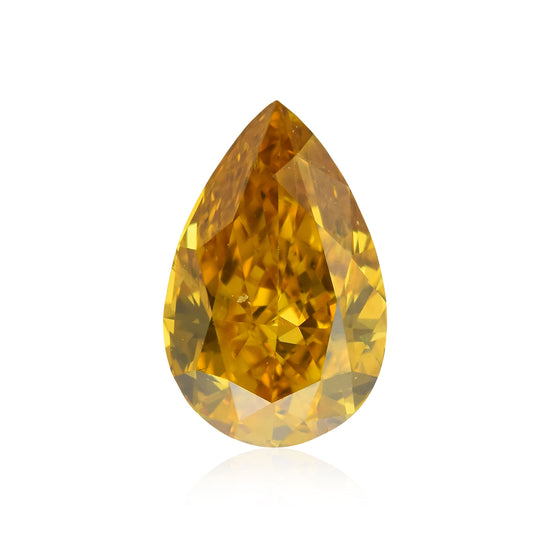 0.50 Carat Fancy Deep Orange Yellow Pear Diamond SI1 GIA