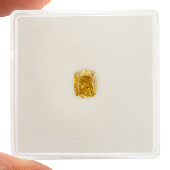 0.62 Carat Fancy Deep Brownish Yellow Cushion Diamond I1 GIA